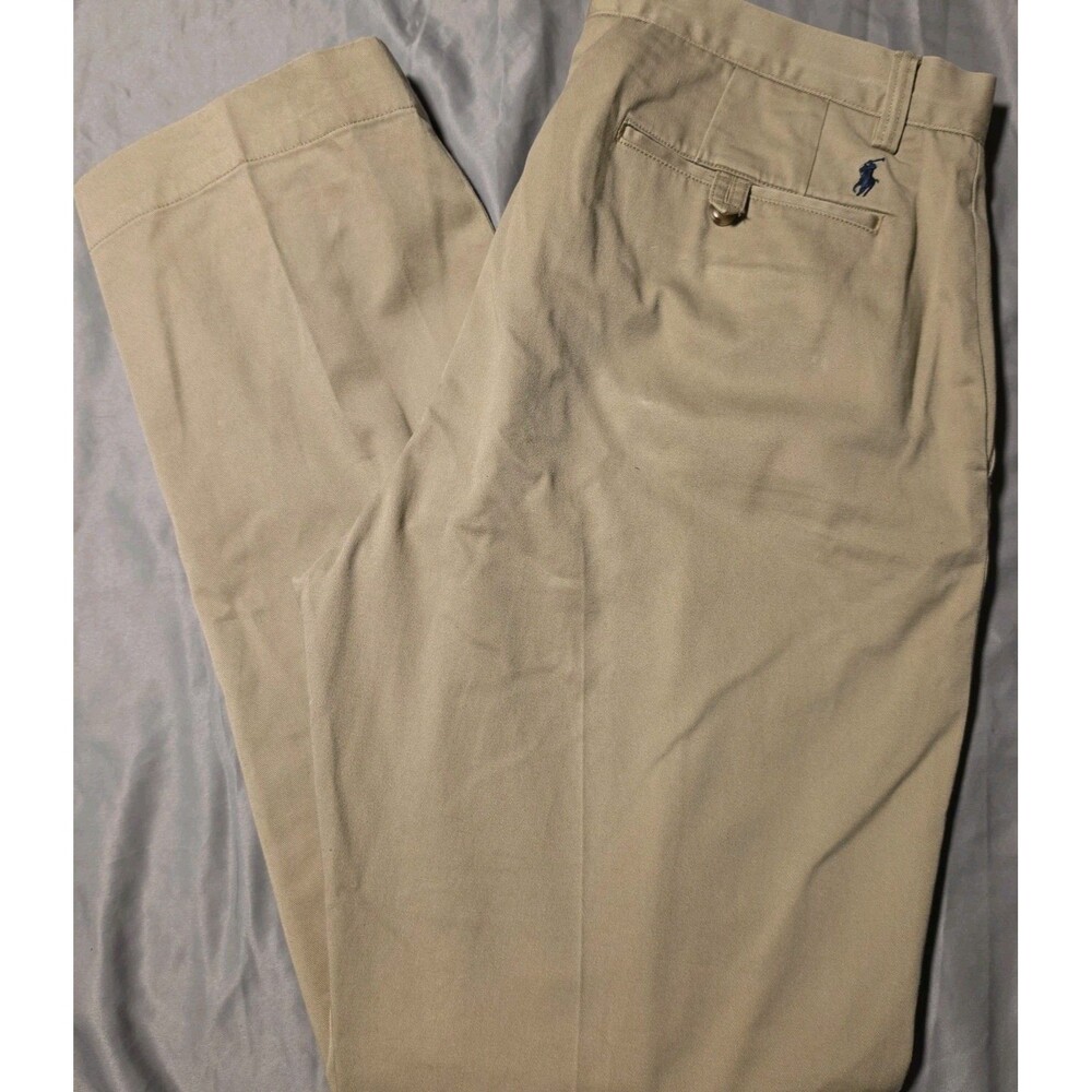 Polo Ralph Lauren Classic Fit Chino Pants Mens 34x32 Tan Khaki Flat Front Cotton